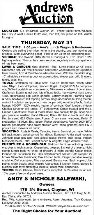 Vehicles Lawn Garden Tools Andrews Auction Eau Claire Wi