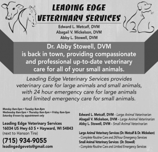 Veterinary care for all of your small and large animals, Leading Edge  Veterinary Services