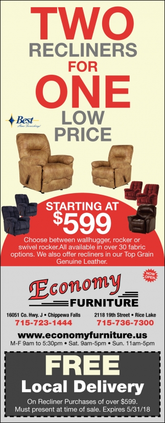 Two Recliners For One Low Price Economy Furniture Rice Lake Wi