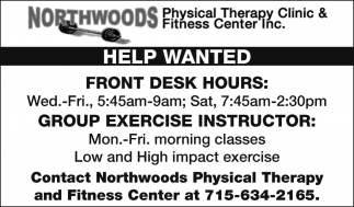 Front Desk Group Exercise Instructor Northwoods Physical