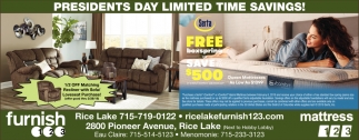 President S Day Limited Time Savings Furnish 123 Eau Claire Wi