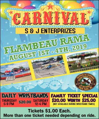 Flambeau Rama August 1st - 4th, 2019, Carnival S&J Enterprizes