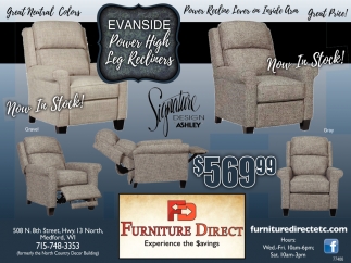 Evanside Power High Leg Recliners Furniture Direct Medford Mn