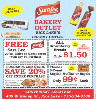 Rice Lake's Bakery Outlet, Sara Lee Bakery Outlet